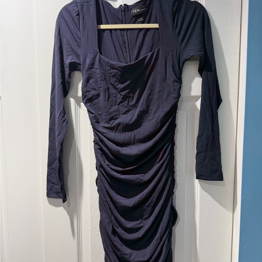Aritzia Navy Ruched Dress